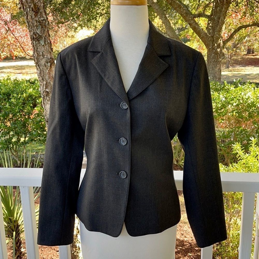 Lafayette 148 New York Charcoal 3-Button Blazer